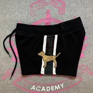 Victoria’s Secret PINK Gold Sequin Bling Pup Dog Drawstring Shorty Shorts - SM